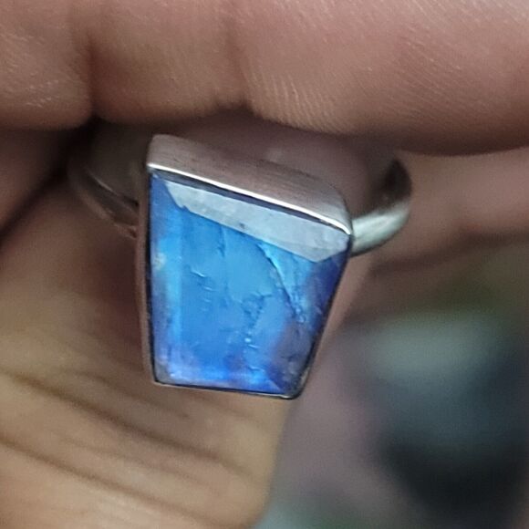 Labradorite and Sterling Silver Ring Size 8.5 Signed NC 925 - Picture 3 of 7